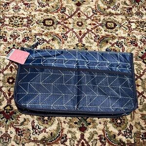 Vercord Navy Geometric Tote and Large Purse Organizer Travel Pouch New